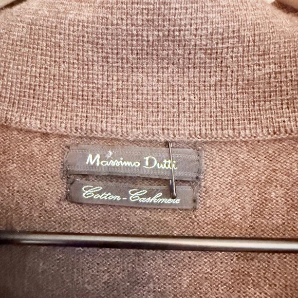 Massimo Dutti Men's Brown Cotton-Cashmere Zip Cardigan Size XXL - Picture 6 of 7